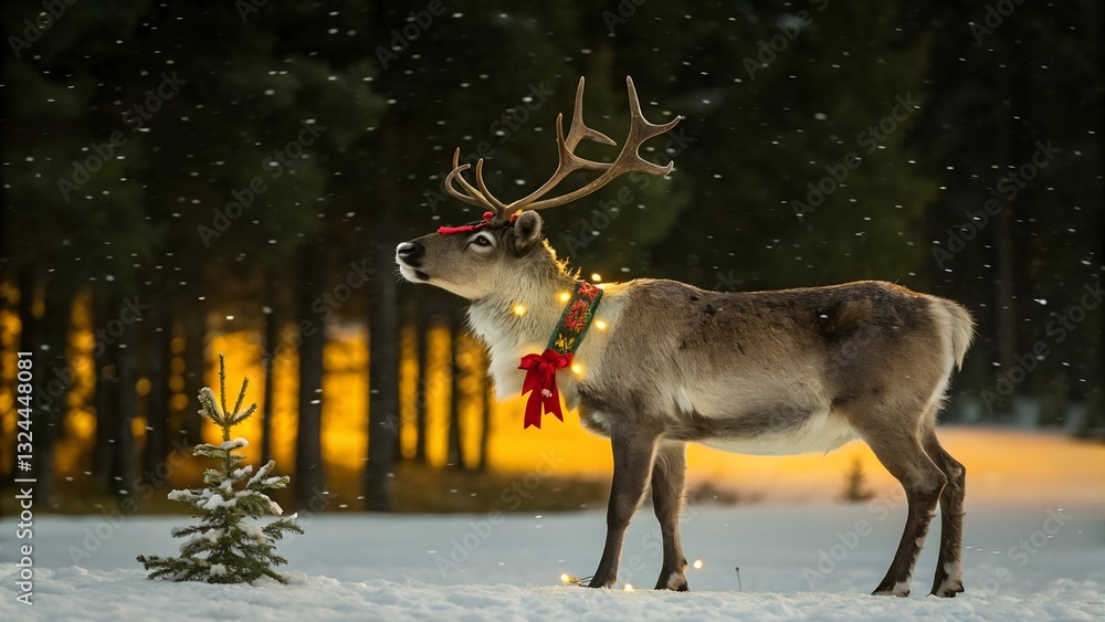 Fototapeta premium reindeer with christmas decorations
