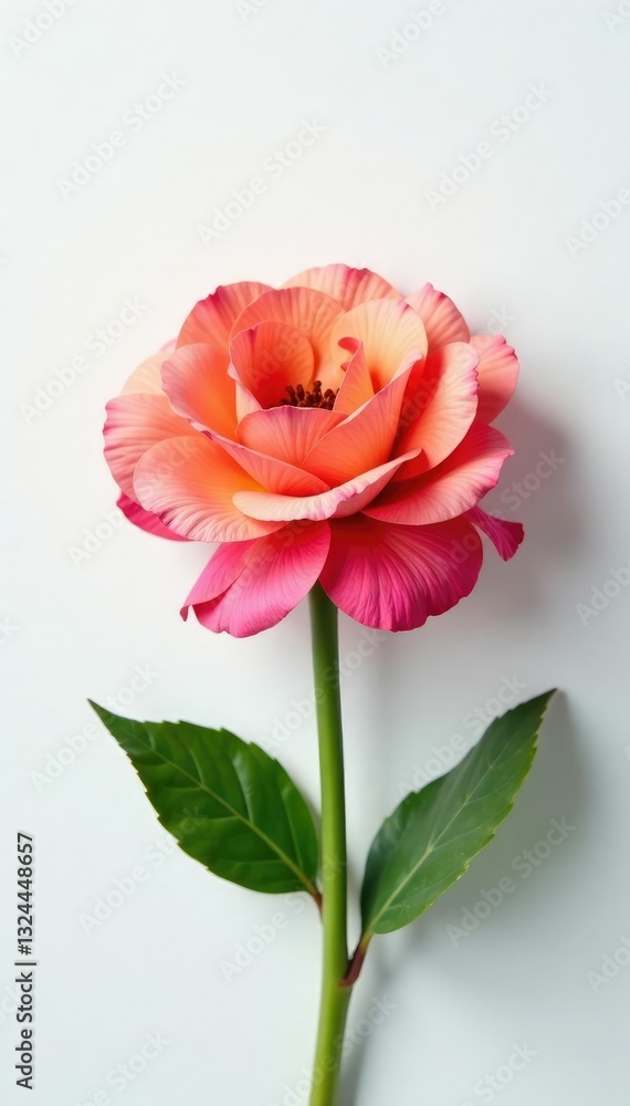 Colorful flower against a plain white surface, flowers, colorful flowers Colorful flower against a plain white surface, flowers, colorful flowers