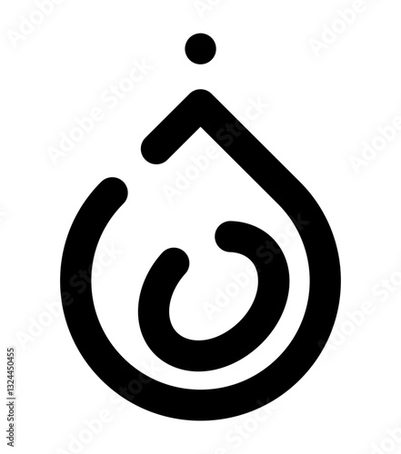 icon depicting an oil drop with a circular swirl inside symbolizing liquid fats, essential oils and nutrition.
