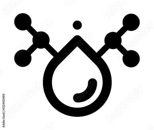 icon featuring an oil drop connected to molecular structures symbolizing lipids essential fats and biochemical composition.