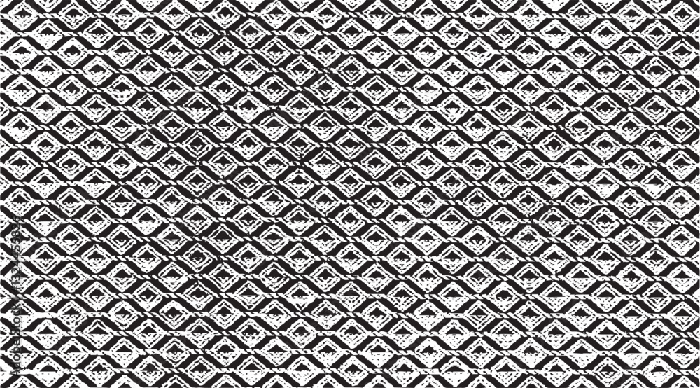 Fototapeta premium plack and white tileable pattern. Broken plaster wall effect. Grunge worn damask texture design. Distressed fabric texture. Overlay texture design. Vector illustration. Eps10.