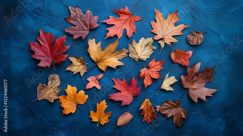 autumn leaves on old wooden background