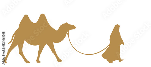 camel herder vector silhouette illustration