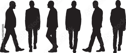 vector; silhouette of a group of same man standing