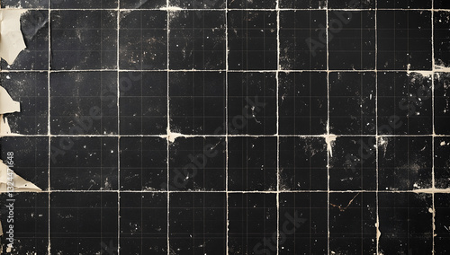 Dark Crumpled Paper Texture with Grid Lines – Abstract Grunge Background