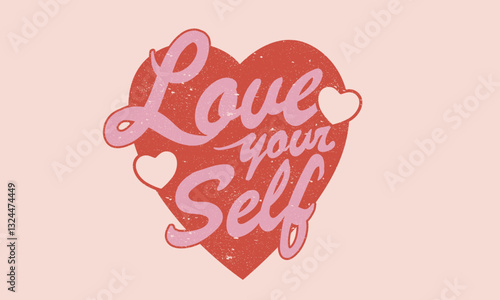 Valentine heart graphic print design. Heart line drawing. Love your self artwork for poster, sticker, apparel and others. Love day artwork.