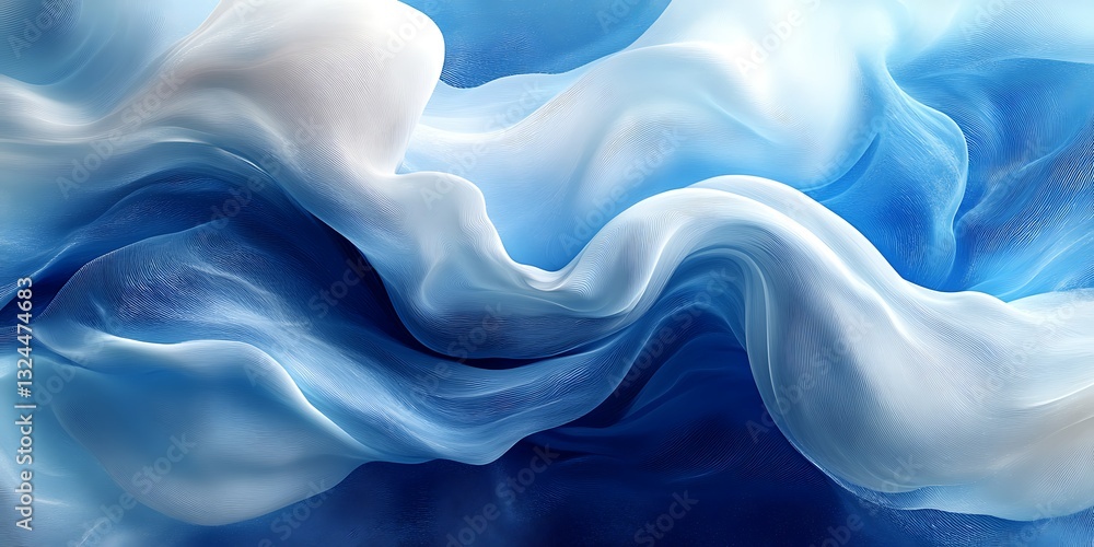 Obraz premium Blue and white fabric waves