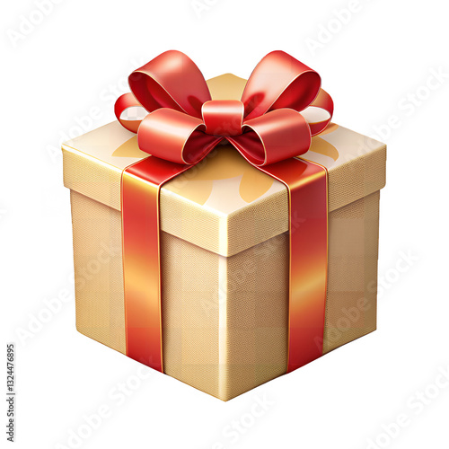 Red gift box with ribbon isolated on white background.AI Generated