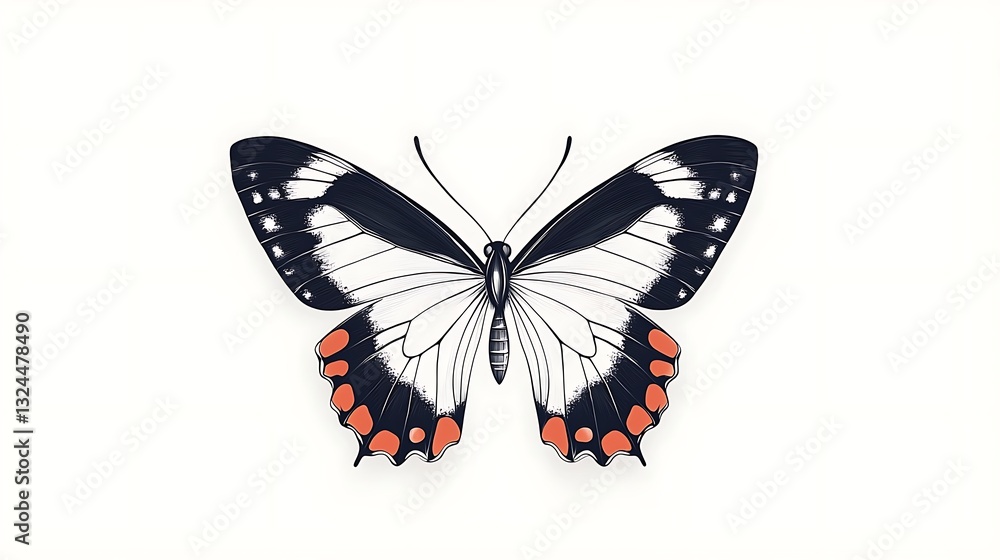 Elegant Butterfly for White Background. Elegant Butterfly for White Background.