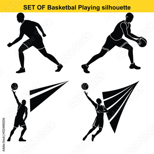 Silhouette of football players in action running and competing with a ball
