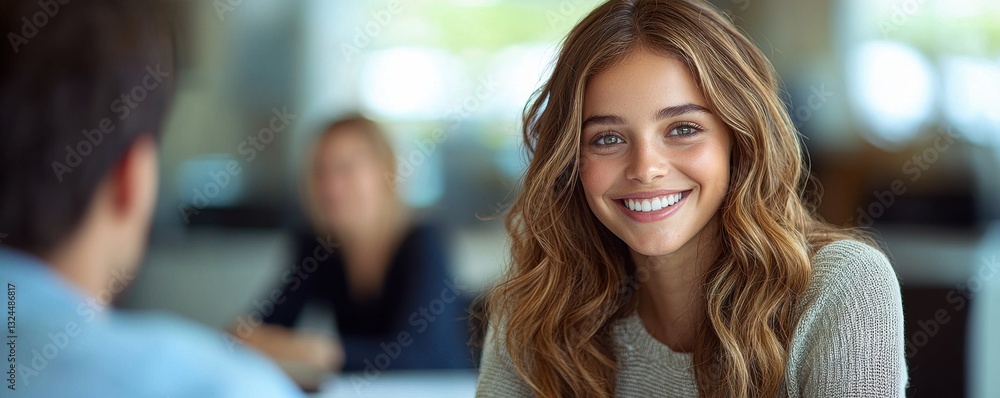 Smiling professionals in a friendly and collaborative indoor business environment Smiling professionals in a friendly and collaborative indoor business environment