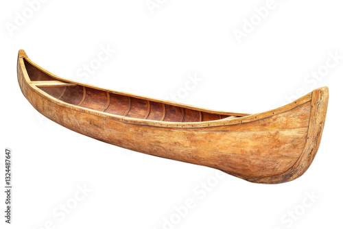 Obraz na płótnie Artisan wooden canoe showcasing traditional craftsmanship and cultural heritage in calm waters isolated on transparent background w salonie