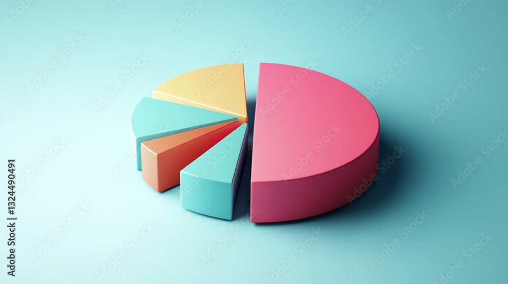 Obraz premium A minimalist D pie chart with clearly labeled segments, allowing for easy interpretation in a business meeting.