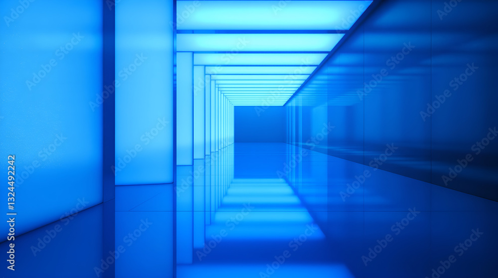 Blue Lit Infinity Mirror Tunnel Blue Lit Infinity Mirror Tunnel