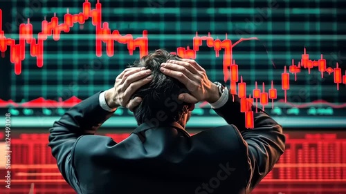 Market Crash: Investor's Despair Amidst Red Candlesticks