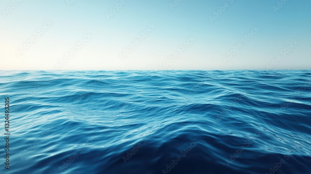 Obraz premium mesmerizing, blue, ocean, serene, nature, A beautiful and serene image of a gradient background showcasing the mesmerizing shades of ocean blue water from an eye level perspective
