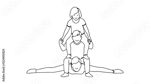Family Fun Girl Piggyback Ride, Dads Splits, Playful Scene