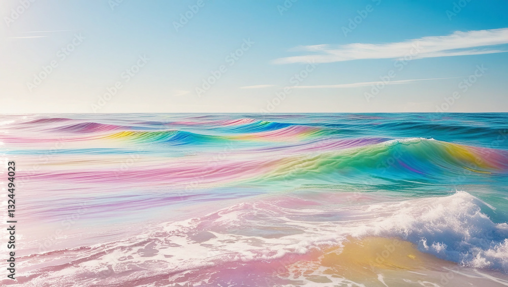 Obraz premium A serene and dreamy seascape where the gentle ocean waves undulate in shimmering