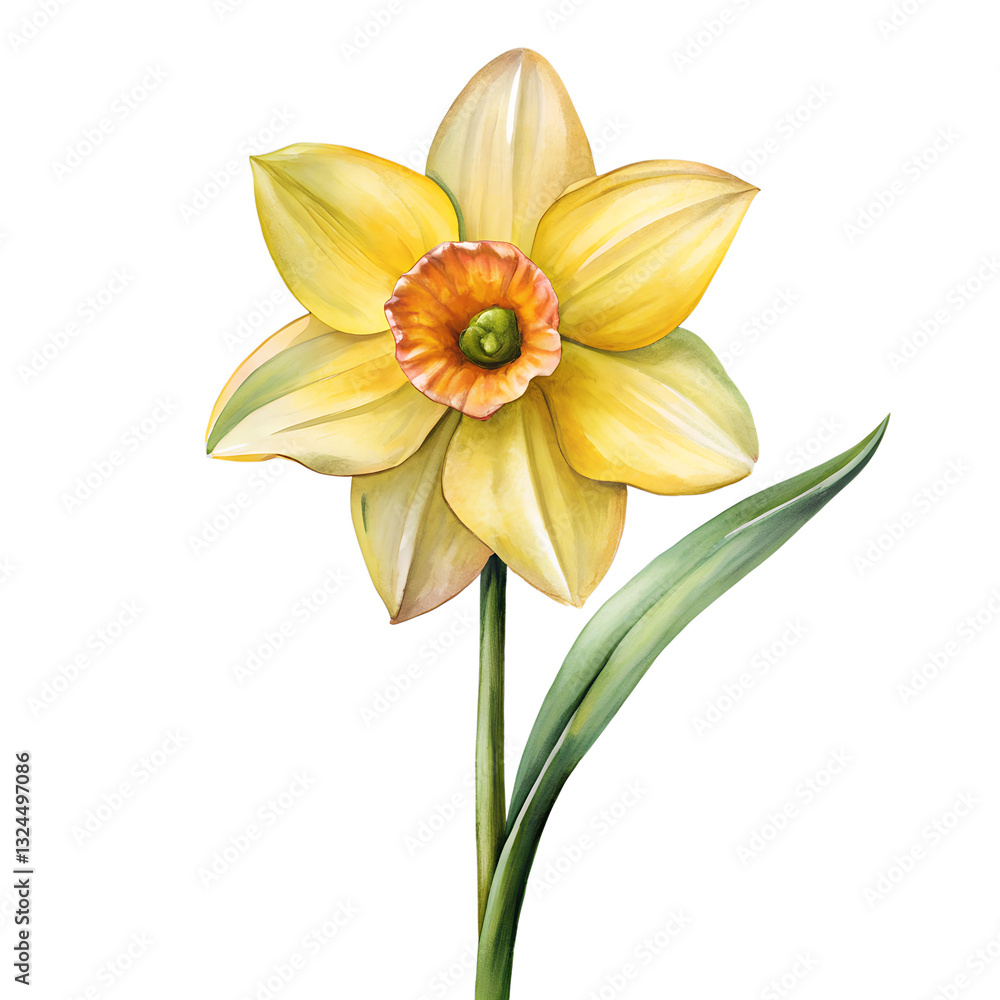 Daffodil Watercolor isolated on transparent background Daffodil Watercolor isolated on transparent background
