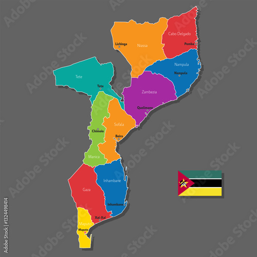 Vector map of Mozambique