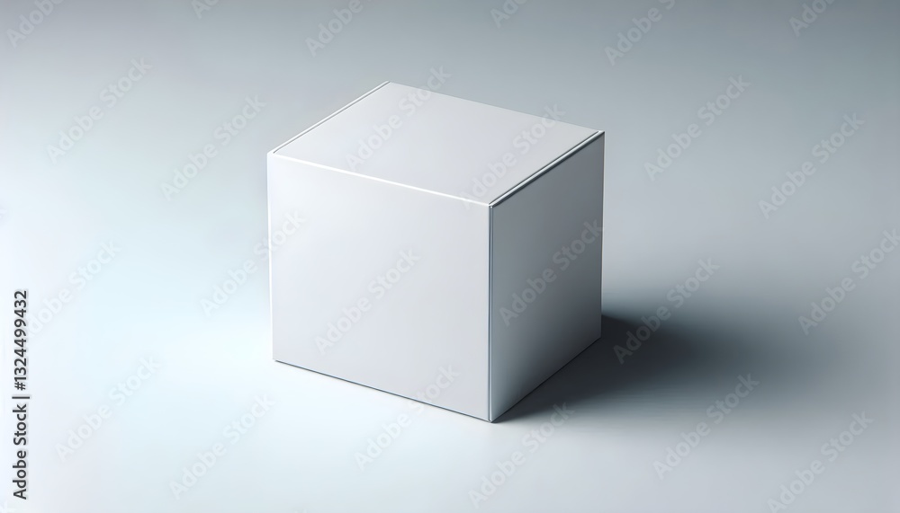 Realistic studio mockup of a blank white packaging box with soft shadows. Realistic studio mockup of a blank white packaging box with soft shadows.