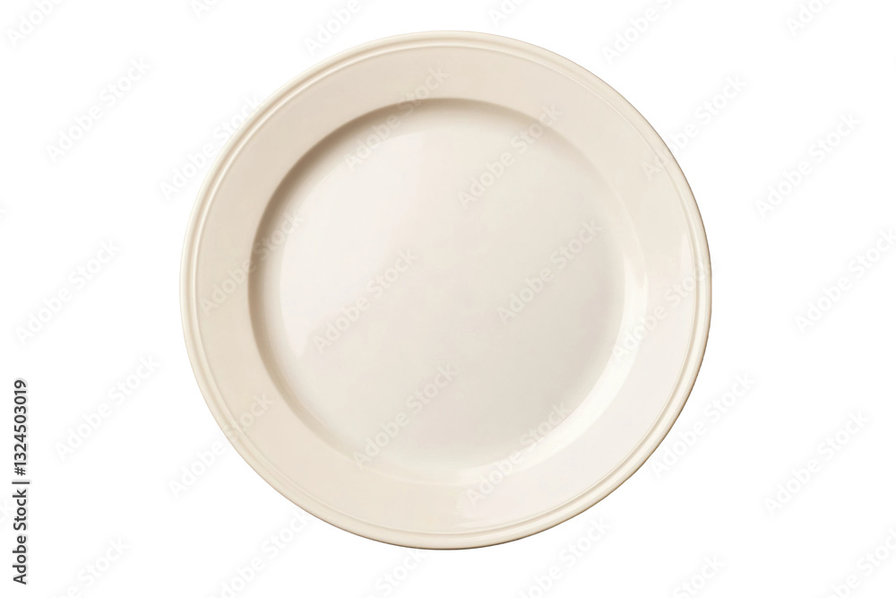 Simple off-white plate for dining and serving food, cut out Simple off-white plate for dining and serving food, cut out