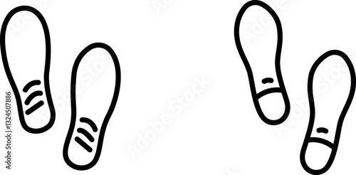 "Shoe Sole and Footsteps Icon – Footprints of People in Motion Symbol in Vector Style"