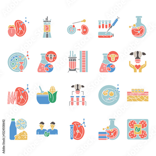 Cellular production flat icon. Vector isolated element