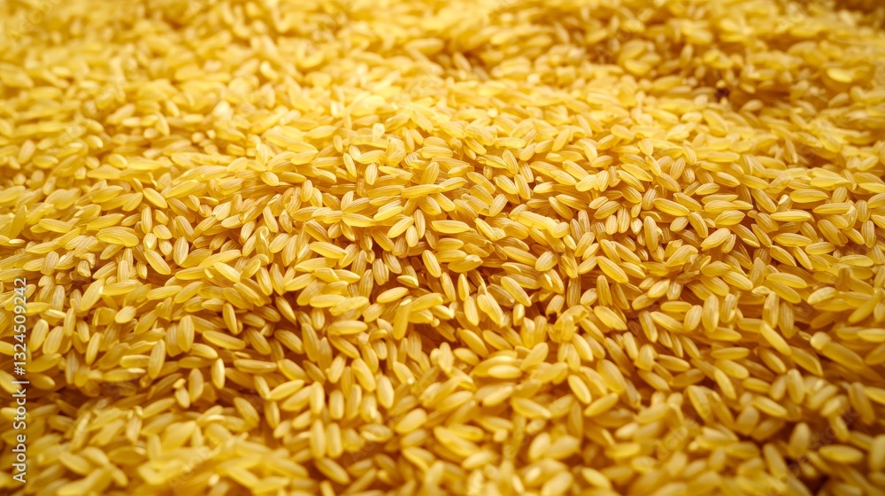 Close-Up View of Golden Rice Grains on a Wooden Surface Close-Up View of Golden Rice Grains on a Wooden Surface