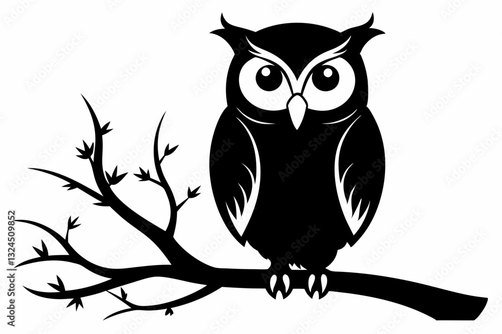 Naklejka premium owl sitting on branch
