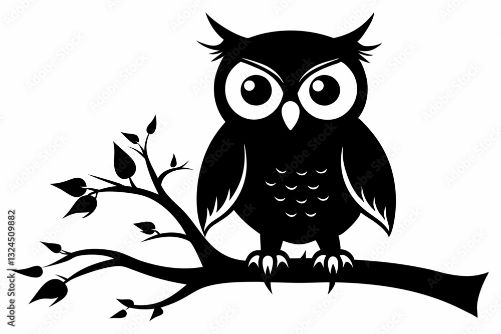 Obraz premium silhouette of owl with a tree branch vector 