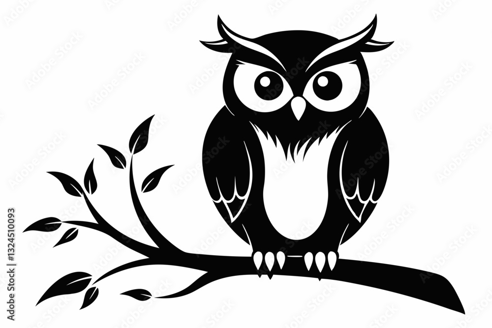 Fototapeta premium silhouette of owl with a tree branch vector 