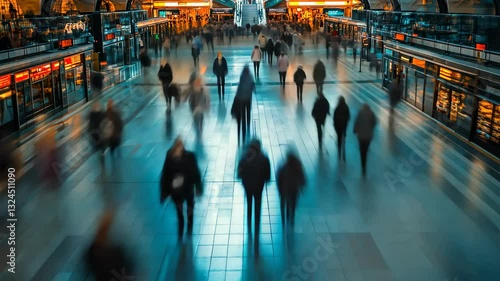 Wallpaper Mural Dynamic urban commute: blurry motion in busy train station at rush hour Torontodigital.ca