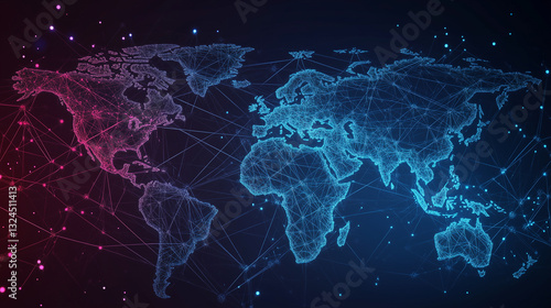 Wallpaper Mural Modern World Map With Dynamic Connections Showcasing Global Networks Torontodigital.ca