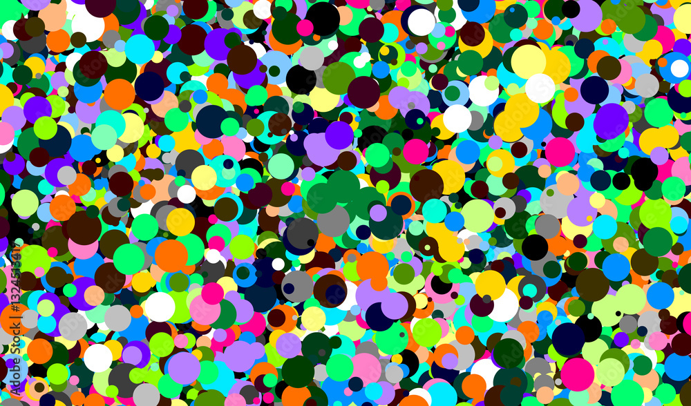 background of many colored circles of many random dimensions
