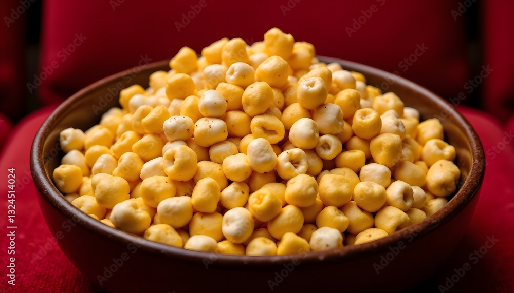 A fluffy bowl filled with succulent sweetcorn seasoned to perfection, creating the perfect gourmet snack to indulge in while watching a movie at the theater. A fluffy bowl filled with succulent sweetcorn seasoned to perfection, creating the perfect gourmet snack to indulge in while watching a movie at the theater.