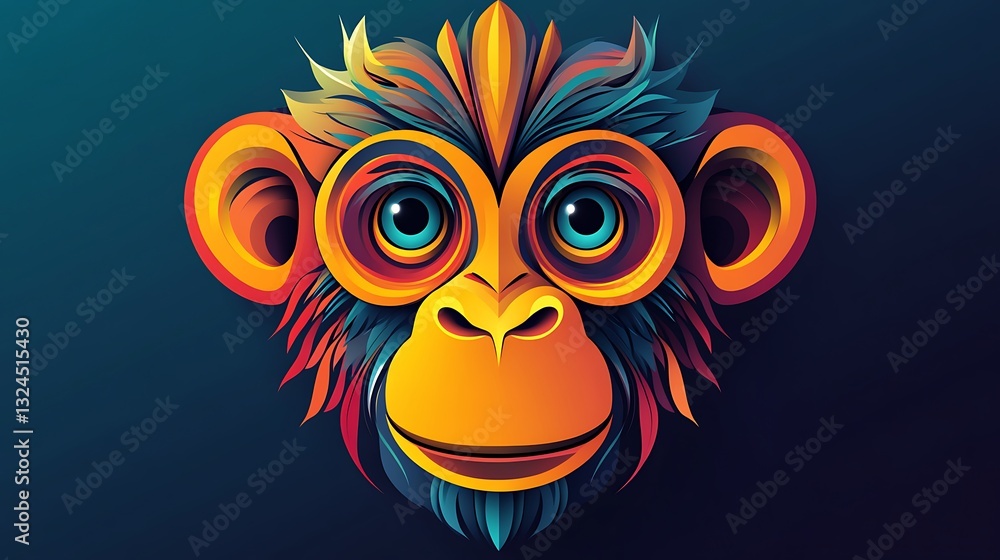 Fototapeta premium A colorful and stylized illustration of a monkey face