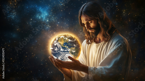Jesus Christ Holding the World With Love and Compassion