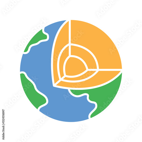 Earth's thermal energy flat icon.