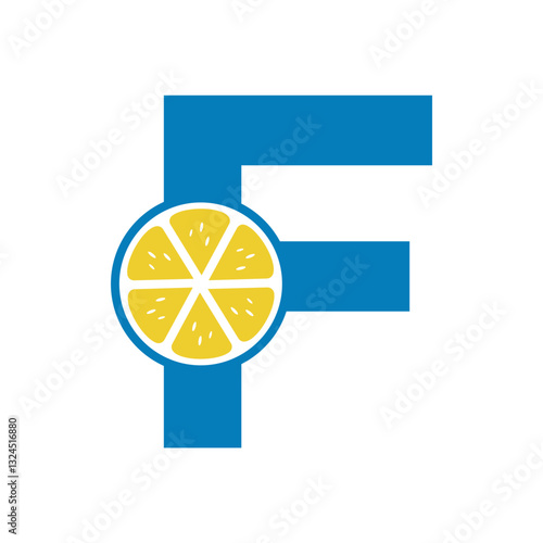 Lemon Logo Combine With Letter F Vector Template