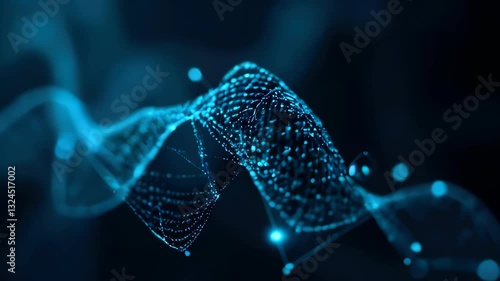 Futuristic glowing blue digital mesh forming an intricate interconnected network in a dark background. Concept of: technology, artificial intelligence, big data, connectivity, innovation, digital futu