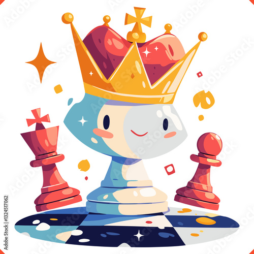 Flat vector illustration of chess on the white background. Vector EPS 10