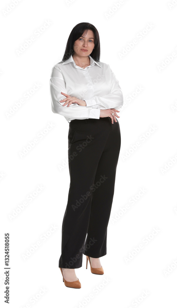 Charming plus size model on white background. Overweight Charming plus size model on white background. Overweight