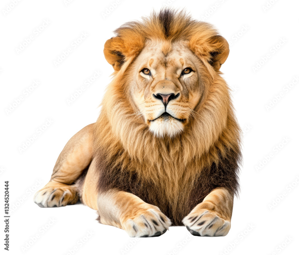 Majestic lion resting in serene posture, cut out Majestic lion resting in serene posture, cut out