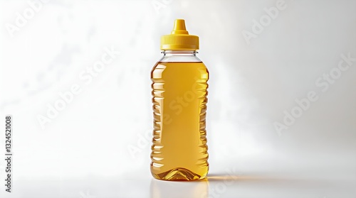 Plastic Honey Bottle on White Background