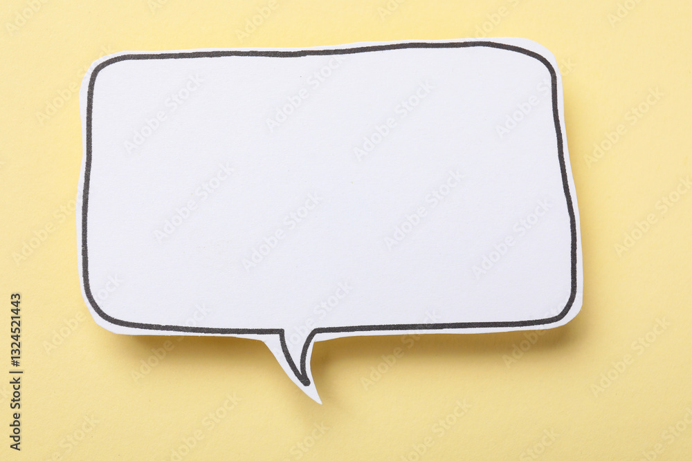 Blank speech bubble on beige background. Space for text Blank speech bubble on beige background. Space for text