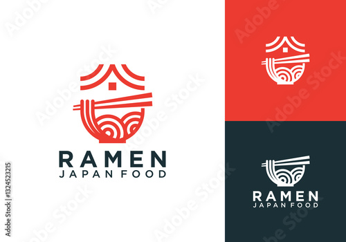 noodles with house logo. asian food restaurant japanese vector design concept	