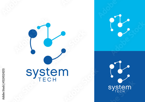 simple tech connection logo. molecule technology icon design vector