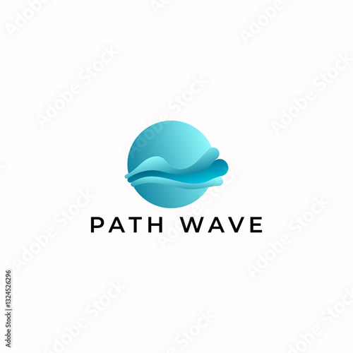 ILLUSTRATION ABSTRACT PATH WAVE GRADIENT BLUE COLOR SIMPLE ICON LOGO DESIGN VECTOR