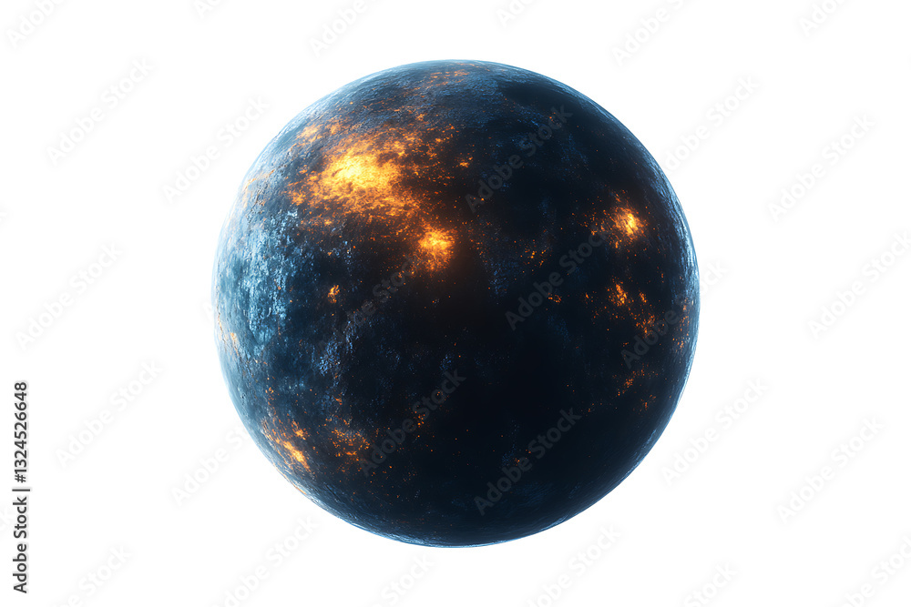 Fototapeta premium A Celestial Planet in the Vast Cosmos Isolated on White and Transparent Background PNG Image.